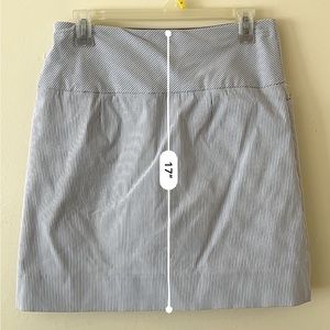 Blue and white stripped skirt.